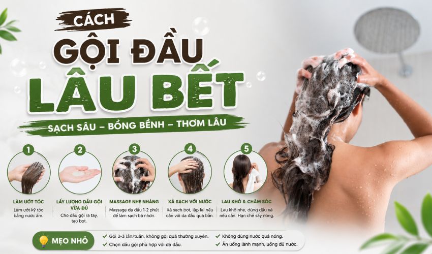 Cách gội đầu lâu bết